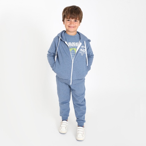 [05-010-43-016-K181-10A] Hoodie zippé garçon NEW YORK (Bleu Chiné, 10A)