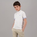 Polo garçon col mao manches courtes détail chaine et trame avec broderie
