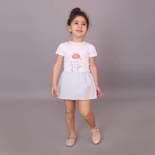 [05-010-17-053-K570-12M] Robe bébé manches courtes avec volant CUTEST BABY (12M)