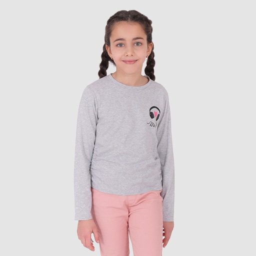 [05-010-02-505-K025-10A] T-shirt fille manches longues avec cordon de serrage MUSIC (10A)