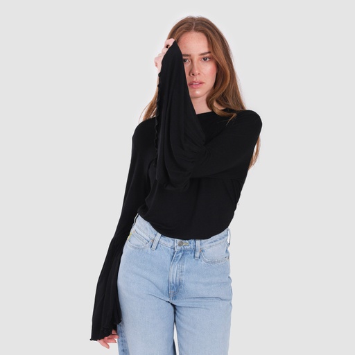 [05-010-02-140-K040-L] T-shirt femme manches larges avec broderie (L)