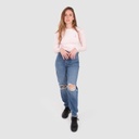 T-shirt femme nouée manches longues avec broderie