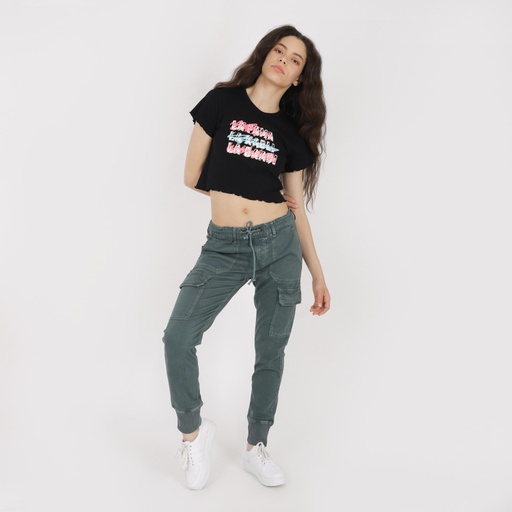 [01-010-65-003-K058-34] Jogger cargo femme (Vert militaire, 34)