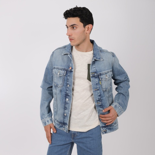 [01-010-10-043-K412-L] Regular jacket homme en jeans - KENZI (Jeans  Bleu Clair, L)