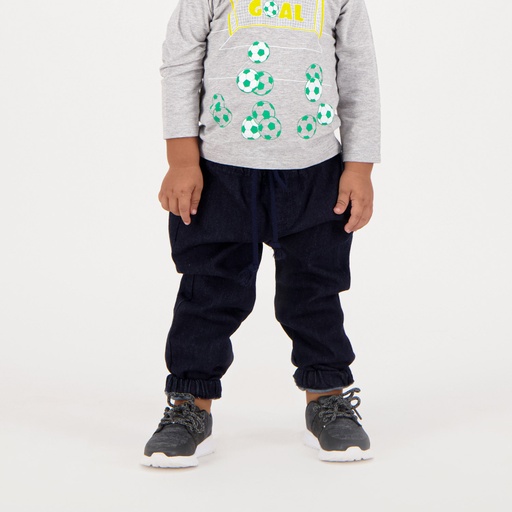 [01-010-01-315-K040-6M] Jogger bébé unisexe en jeans (Noir, 6M)