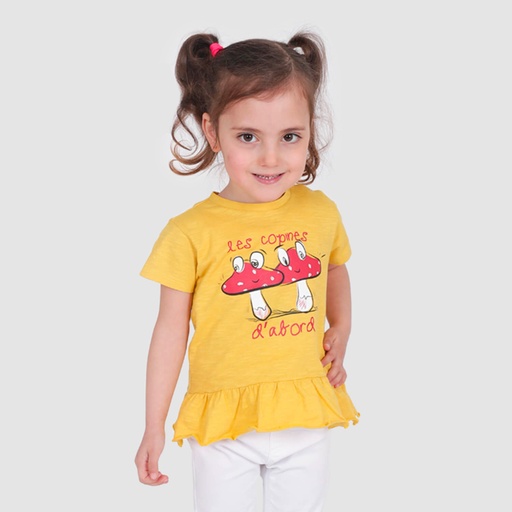 [05-010-02-186-K128-12M] T-shirt bébé manches courtes avec volant LES COPINES D'ABORD (12M)