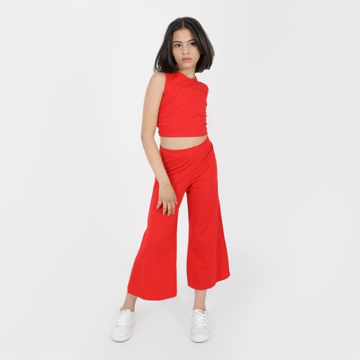 [05-010-12-121-K049-10A] Débardeur crop fille avec nœud sur le dos (Rouge, 10A)