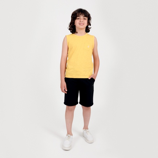 [05-010-12-106-K033-10A] Débardeur flammé garçon avec poche plaquée (Jaune, 10A)
