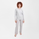 Pyjama femme manches longues avec patte boutonnée et pipping