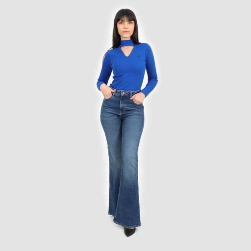 Body côtelé femme manches longues avec détail cut out