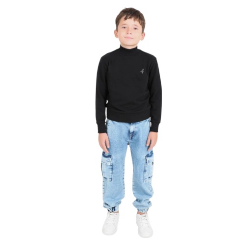 [01-010-01-449-K412-10/12ANS] Cargo jeans garçon (Jeans Bleu Clair, 10-12A)