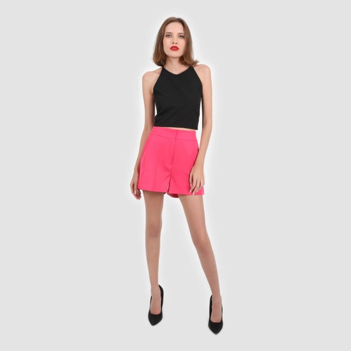 [01-010-18-069-K149-L] Short tailleur femme en chaine et trame (Rose Fushia, L)