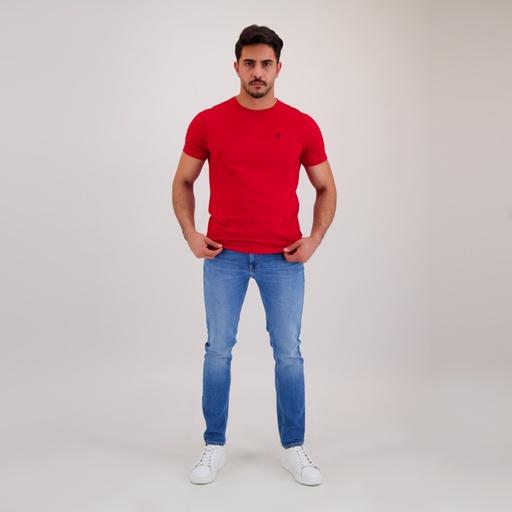 [05-010-02-538-K049-L] T-shirt homme manches courtes avec broderie (Rouge, L)