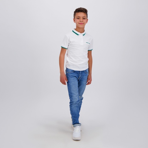 [05-010-15-065-K000-10/12A] Polo garçon manches courtes en jersey avec poche passpoilée (Blanc, 10/12 A)