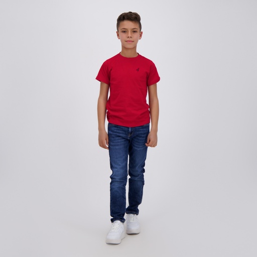 [05-010-02-539-K049-10/12A] T-shirt garçon manches courtes avec broderie (Rouge, 10/12 A)