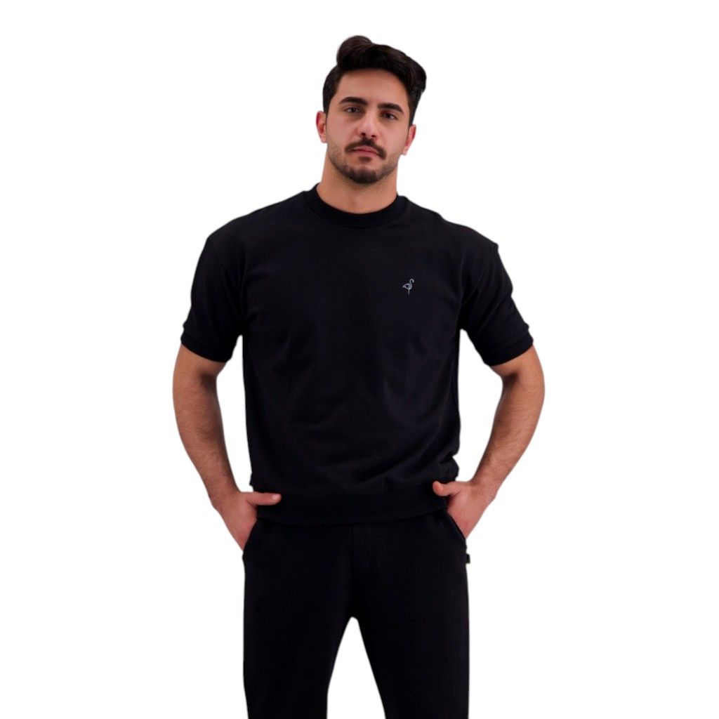 Sweat homme manches courtes avec côte