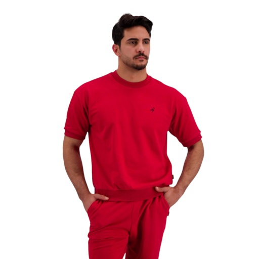 Sweat homme manches courtes avec côte