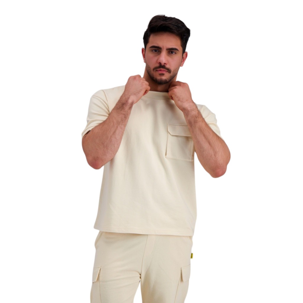 Sweat homme manches courtes avec poche soufflet