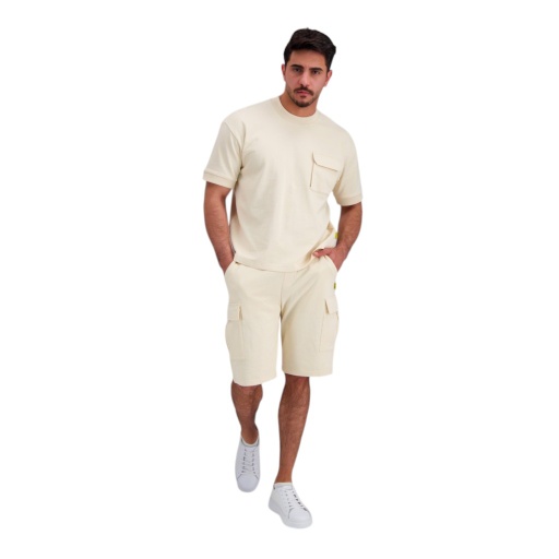 [05-010-18-070-K005-L] Short cargo homme en molleton (Beige, L)