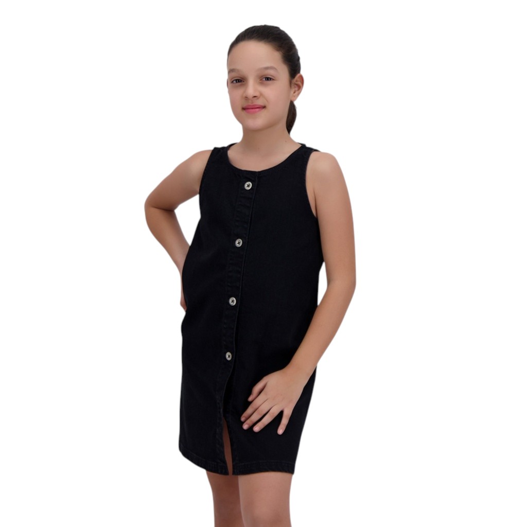Robe fille sans manches en jeans