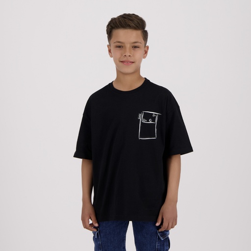 [05-010-02-574-K040-10/12A] T-shirt oversized garçon manches courtes CROQUIS POCHE (10/12A)