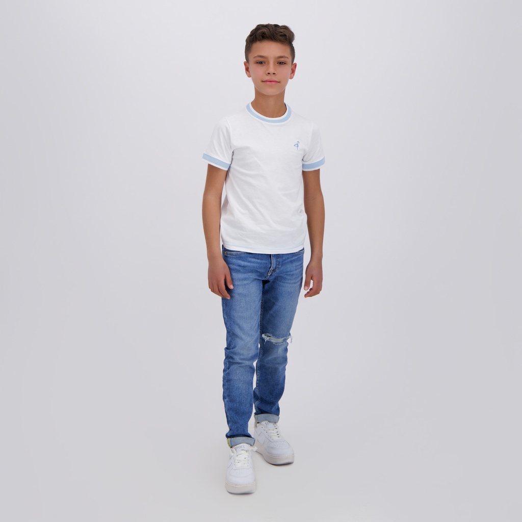 T-shirt garçon manches courtes avec col rectiligne