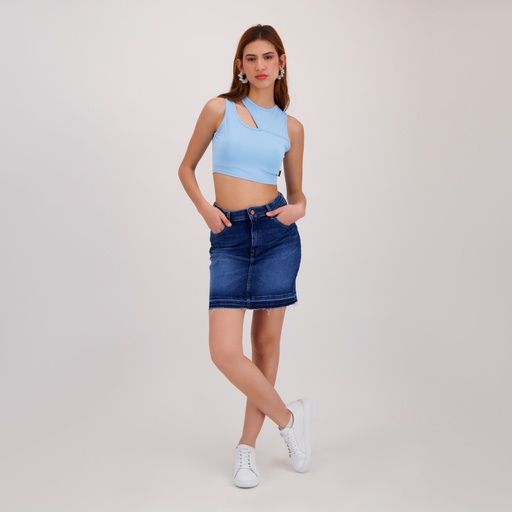 [05-010-59-009-K012-L] Top femme sans manches avec découpe (Bleu ciel, L)