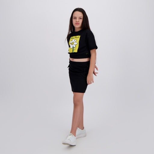 [05-010-21-015-K040-10/12A] Jupe cargo fille en molleton (Noir, 10/12A)