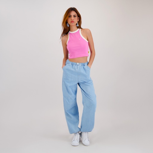 Top côtelé femme avec broderie