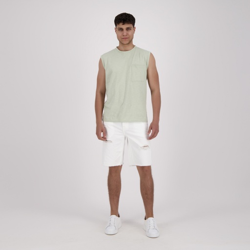 [01-010-18-083-K000-28] Short homme avec déchirures - YASSINE (Blanc, 28)
