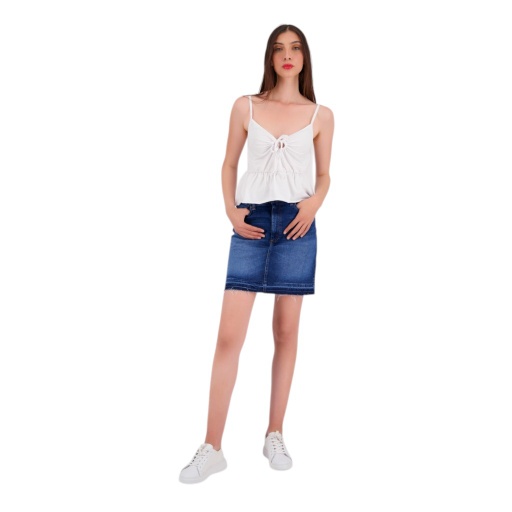 [05-010-59-013-K000-L] Top femme avec volant (Blanc, L)
