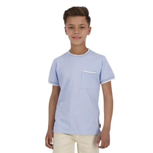 [05-010-02-632-K012-10/12A] T-shirt garçon manches courtes avec poche plaquée (Bleu Ciel, 10/12 A)