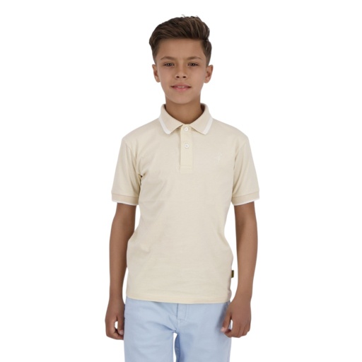 [05-010-15-068-K005-10/12A] Polo garçon manches courtes en jersey avec broderie (Beige, 10/12 A)
