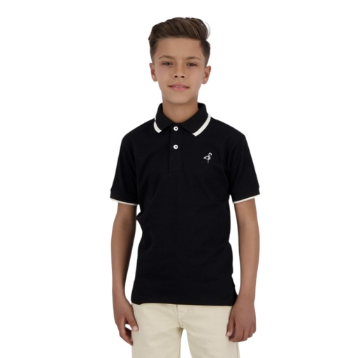 [05-010-15-068-K040-10/12A] Polo garçon manches courtes en jersey avec broderie (Noir, 10/12 A)