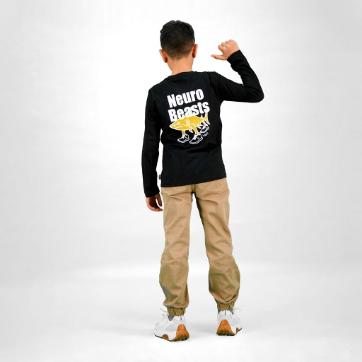 [05-010-02-650-K040-10/12A] T-shirt garçon manches longues Neuro Beasts (Noir, 10/12A)