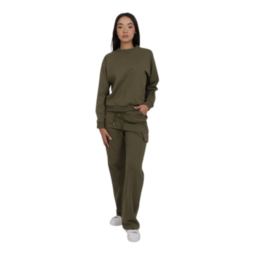 [05-010-65-057-K058-L] Jogger cargo femme jambe droite (Vert Militaire, L)