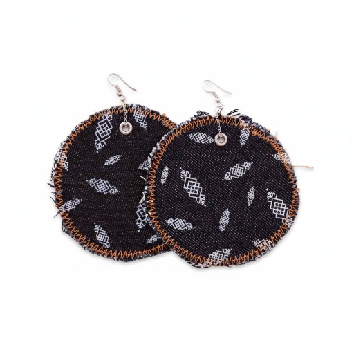 [01-010-130-005-K490-U] Boucle d'oreille en jeans HEAVY PRINT EFFECT - TUNIS FASHION WEEK 2024 (Jeans  Bleu Foncé)