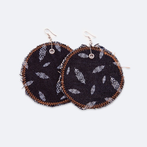[01-010-130-005-K953-U] Boucle d'oreille en jeans HEAVY PRINT EFFECT - TUNIS FASHION WEEK 2024 (Jeans Noir Foncé)