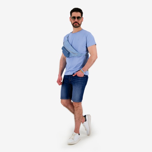 [05-010-02-538-K288-L] T-shirt homme manches courtes avec broderie (Bleu clair, L)
