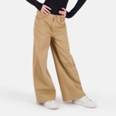 Wide leg fille en serge de coton