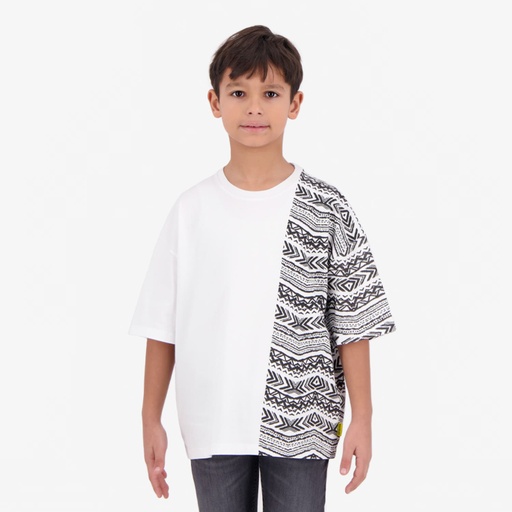 [05-010-02-721-K000-10/12A] T-shirt oversized garçon manches courtes IMPRIME FORMES TEPSI (10/12A)