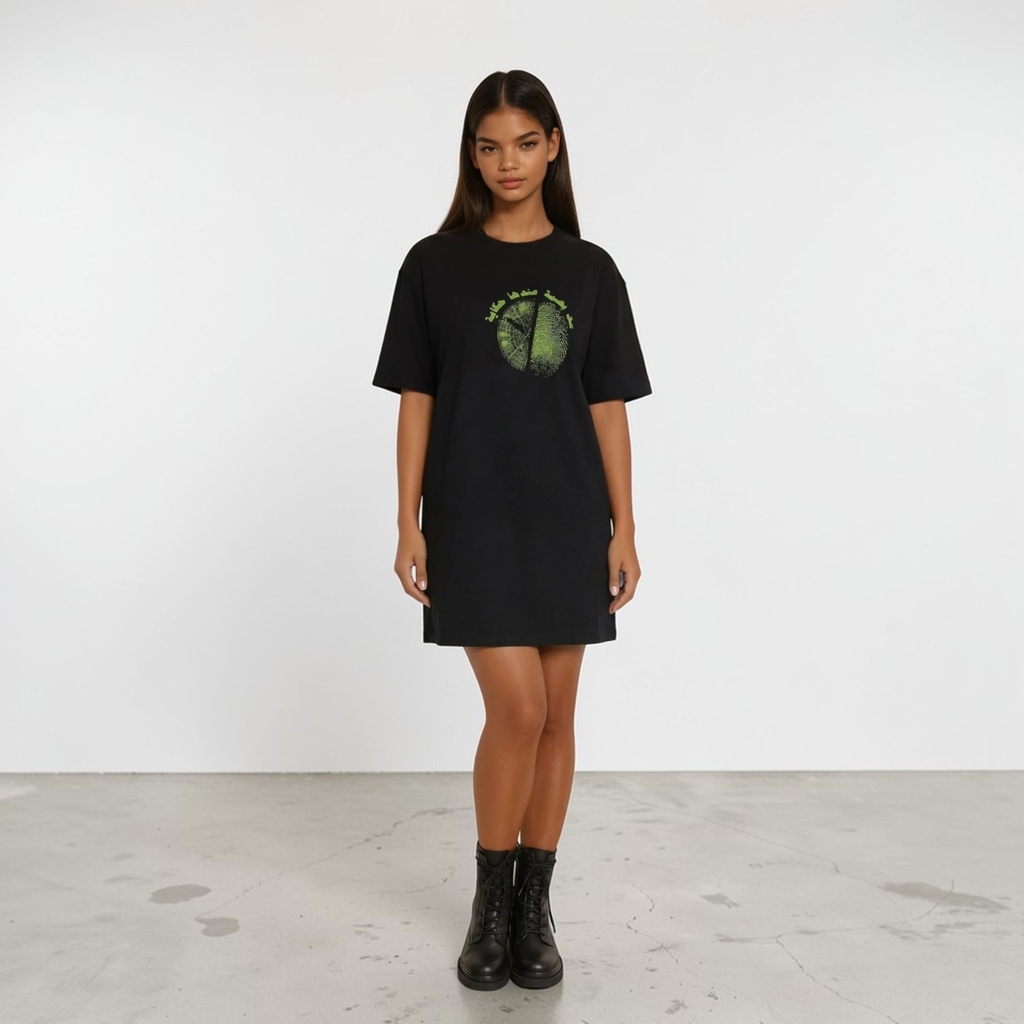 Robe sweat femme manches courtes avec poche plaquée كل بصمة عندها حكاية