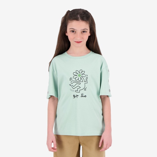 [05-010-02-726-K054-10/12A] T-shirt fille manches courtes avec boutons pressions ملا جو (10/12A)