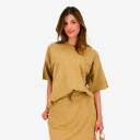 Sweat oversized femme manches courtes avec broderie