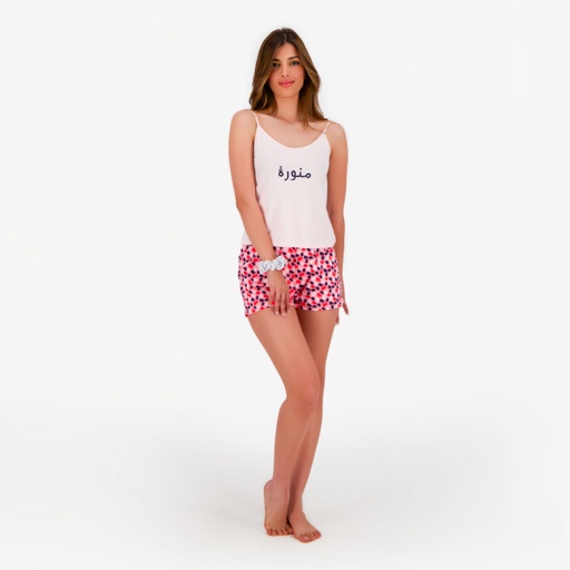 [05-010-26-048-K967-L] Ensemble femme bretelle et short منورة (L)