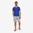 Ensemble homme manches courtes col tunisien avec broderie