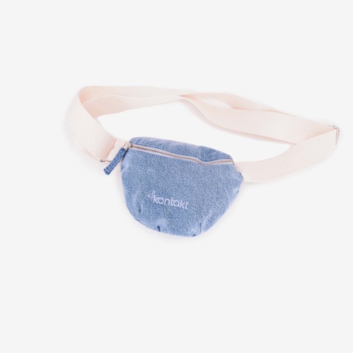 [01-010-127-006-K412-U] Mini Sac Banane Unisexe en jeans (Jeans Bleu Clair)
