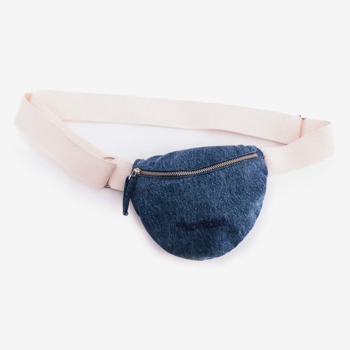[01-010-127-006-K419-U] Mini Sac Banane Unisexe en jeans (Jeans  Bleu Moyen)