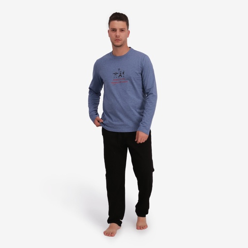 [05-010-16-300-K697-L] Pyjama homme manches longues tonight's for fun,tomorrow's for winning (L)
