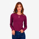 T-shirt côtelé femme manches longues avec cut out Coeur